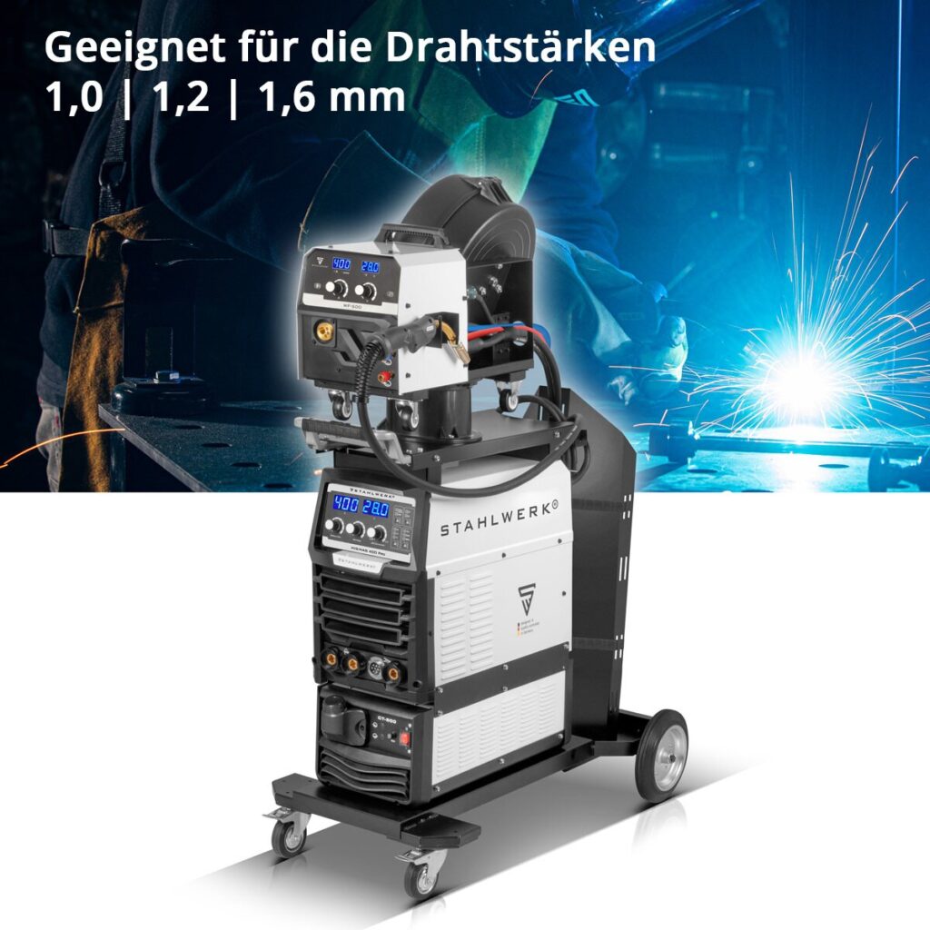 STAHLWERK Schweißgerät MIG MAG 400 Pro Vollausstattung – 3-in-1 Profi-Schweißgerät mit 400 A, Puls-Funktion und umfassendem Zubehörset – Bild 5