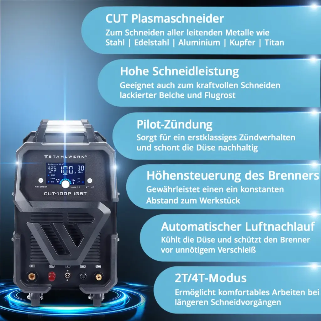 STAHLWERK CUT 100 P Digital PILOT Plasmaschneider mit 44 mm Schneidleistung – Bild 3