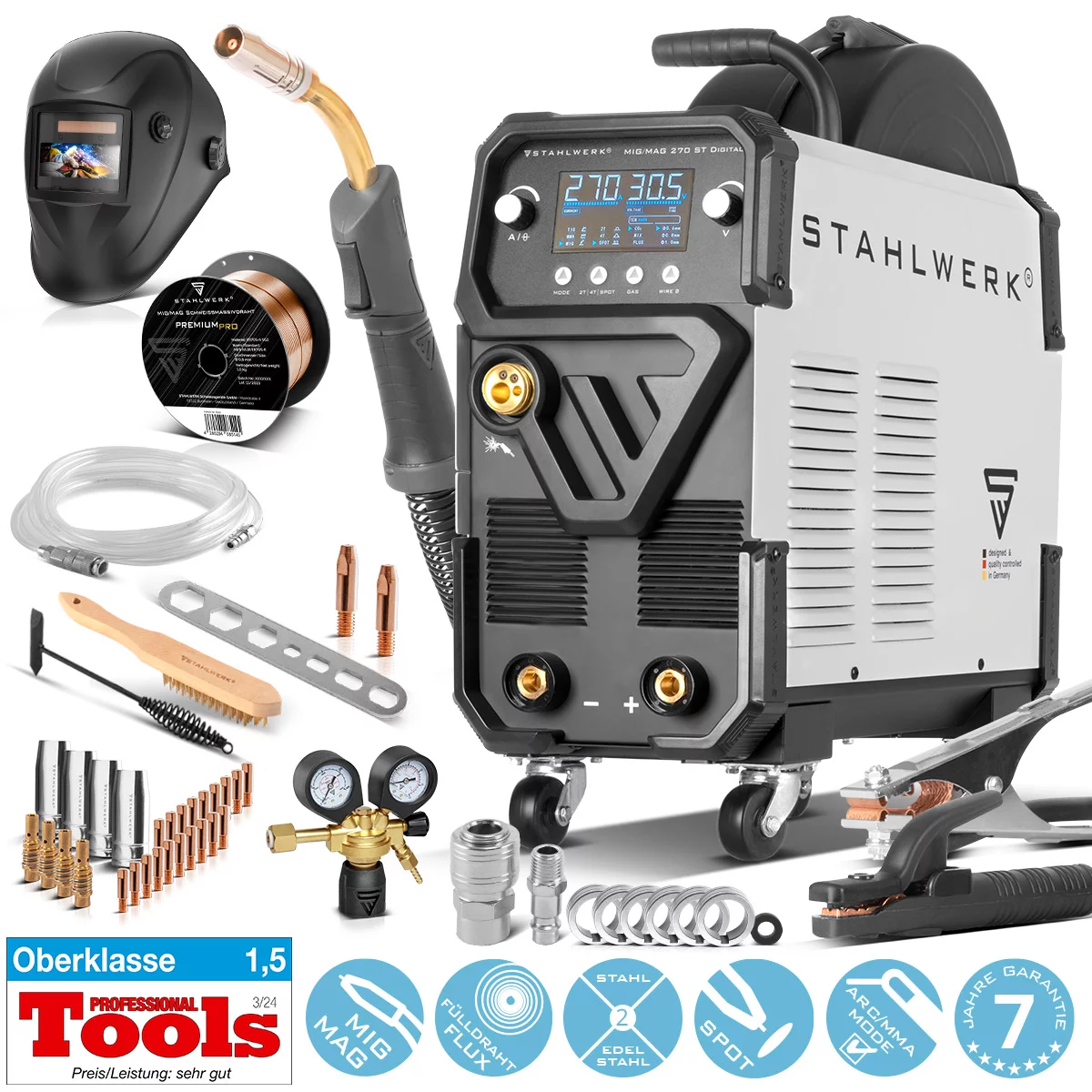 STAHLWERK Schweißgerät MIG MAG 270 ST Digital 4in1 Schutzgas Inverter