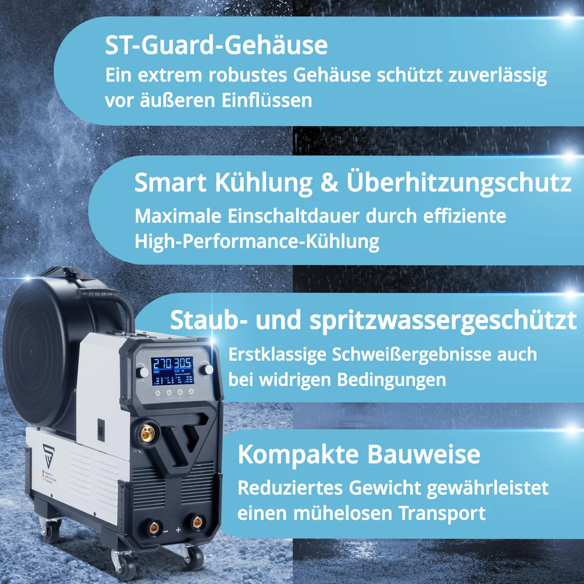 STAHLWERK Schweißgerät MIG MAG 270 ST Digital 4in1 Schutzgas Inverter – Bild 4