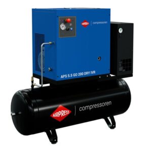 Alternative view of Schraubenkompressor 5.5 PS/4 kW 10 bar 200L 264-468 l/min (APS 5.5 GO 200 IVR Combi Dry)
