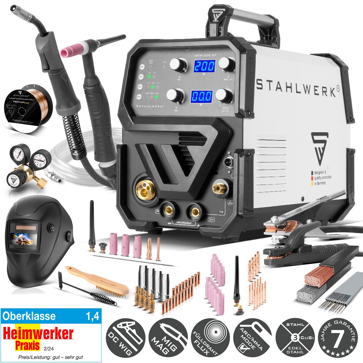 STAHLWERK Kombi Schweißgerät MTM 200 ST 3 in 1 Inverter 200 A WIG MIG