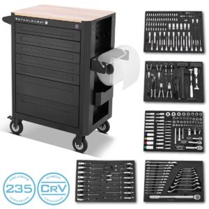 Werkstattwagen CROW – 235 Werkzeuge, 7 Schubladen, STAHLWERK