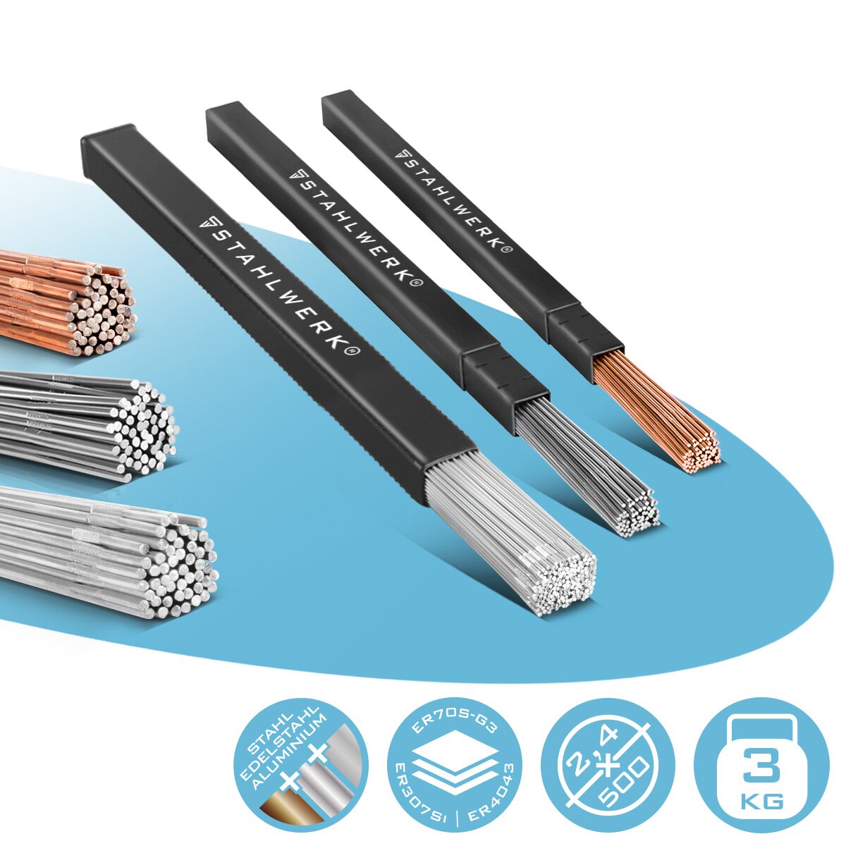 WIG Schweißstäbe Set – Aluminium AlSi5 Ø 2,4 mm, 500 mm