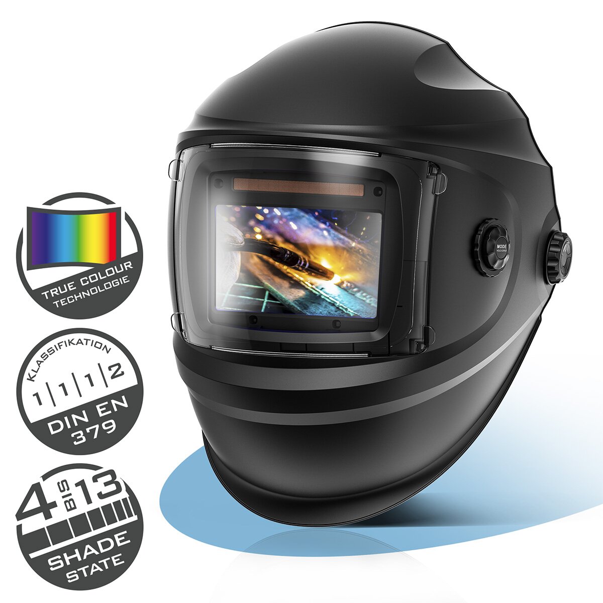 STAHLWERK Automatik-Schweißhelm BULLET 3-in-1 Schweißerhelm | Schweißschild | Schweißmaske mit True-Colour-Echtfarbwiede
