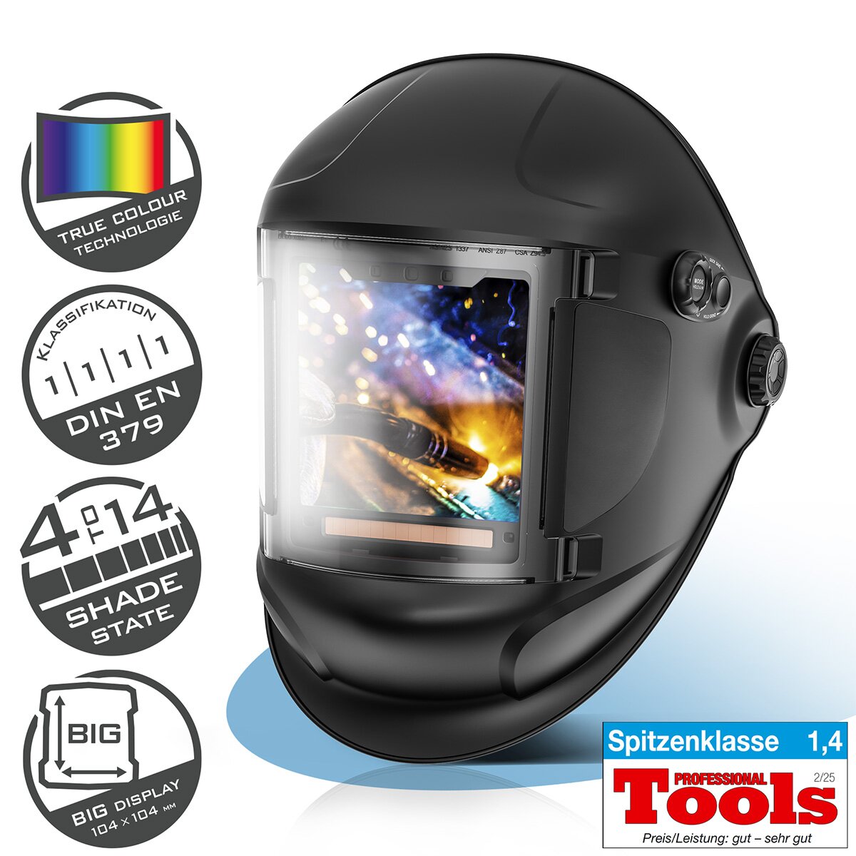 STAHLWERK Automatik-Schweißhelm TITAN 3-in-1 Schweißerhelm | Schweißermaske mit True-Colour-Echtfarbwiedergabe, Jobspeic