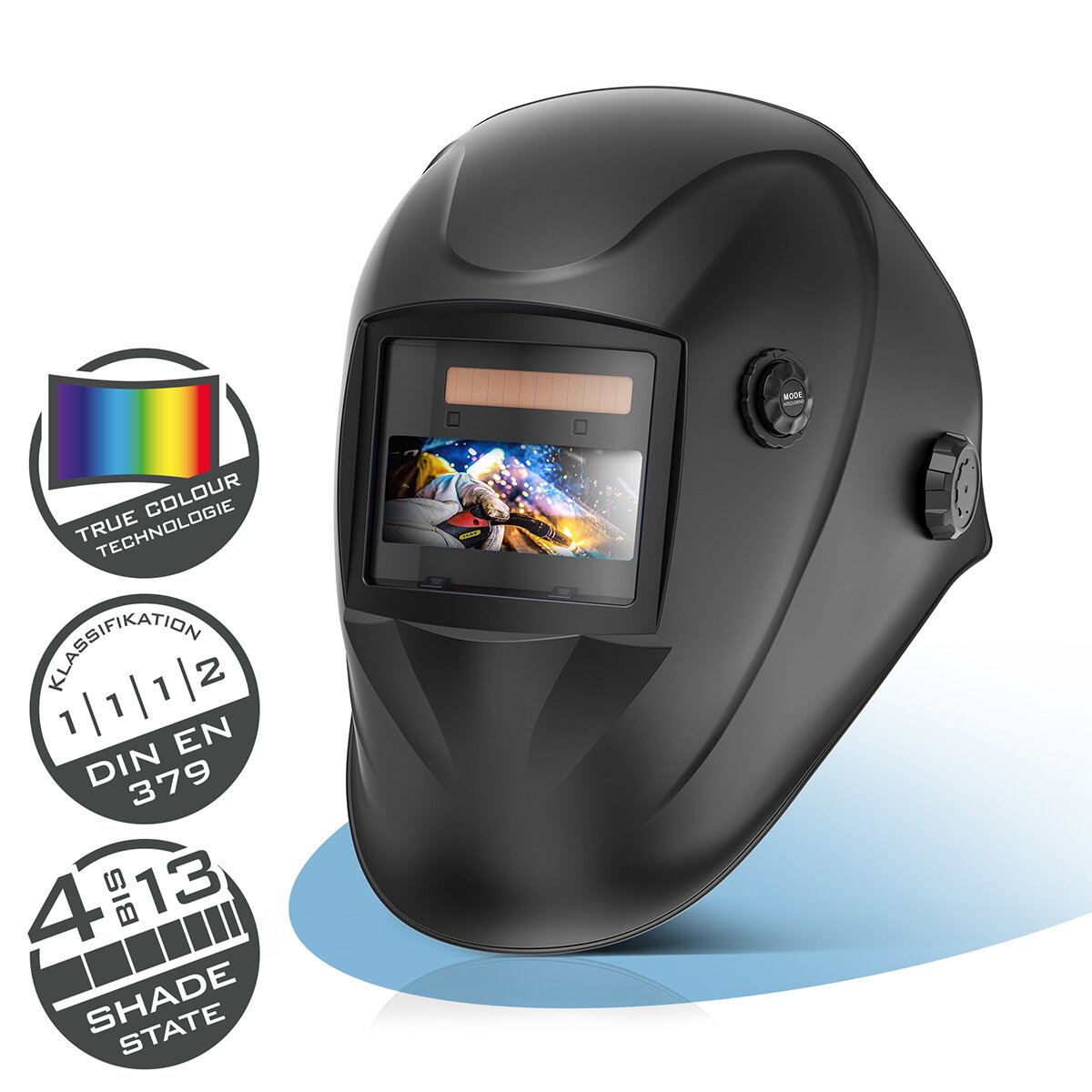 STAHLWERK Automatik-Schweißhelm WORKER 3-in-1 Schweißerhelm | Schweißschild | Schweißmaske mit True-Colour-Echtfarbwiede